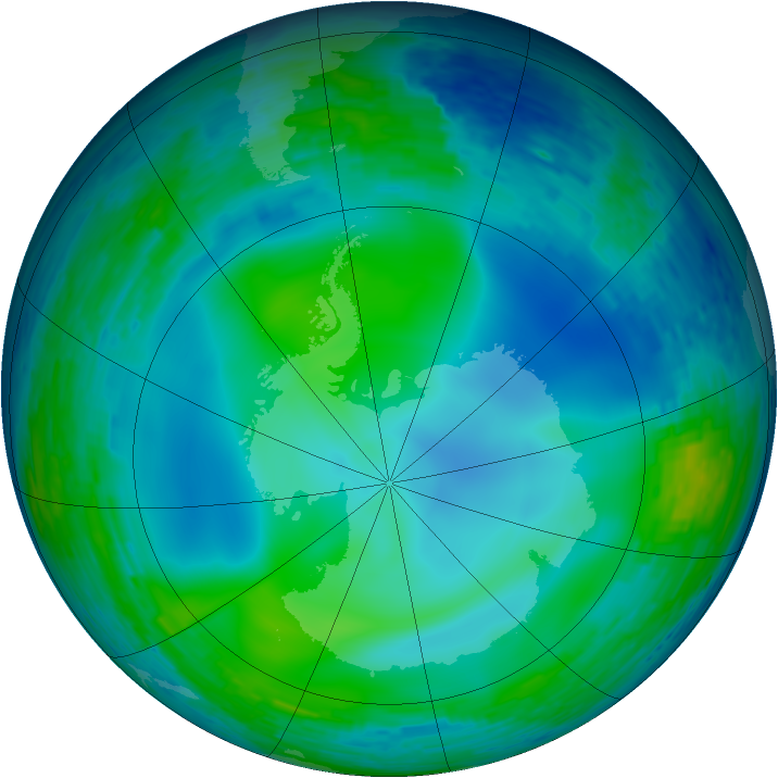 Antarctic ozone map for 31 May 1993